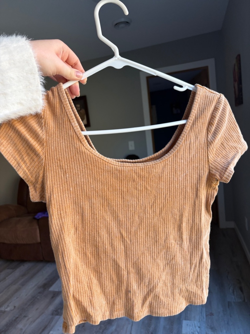 wild fable Ribbed Scoop Crop Top in Camel